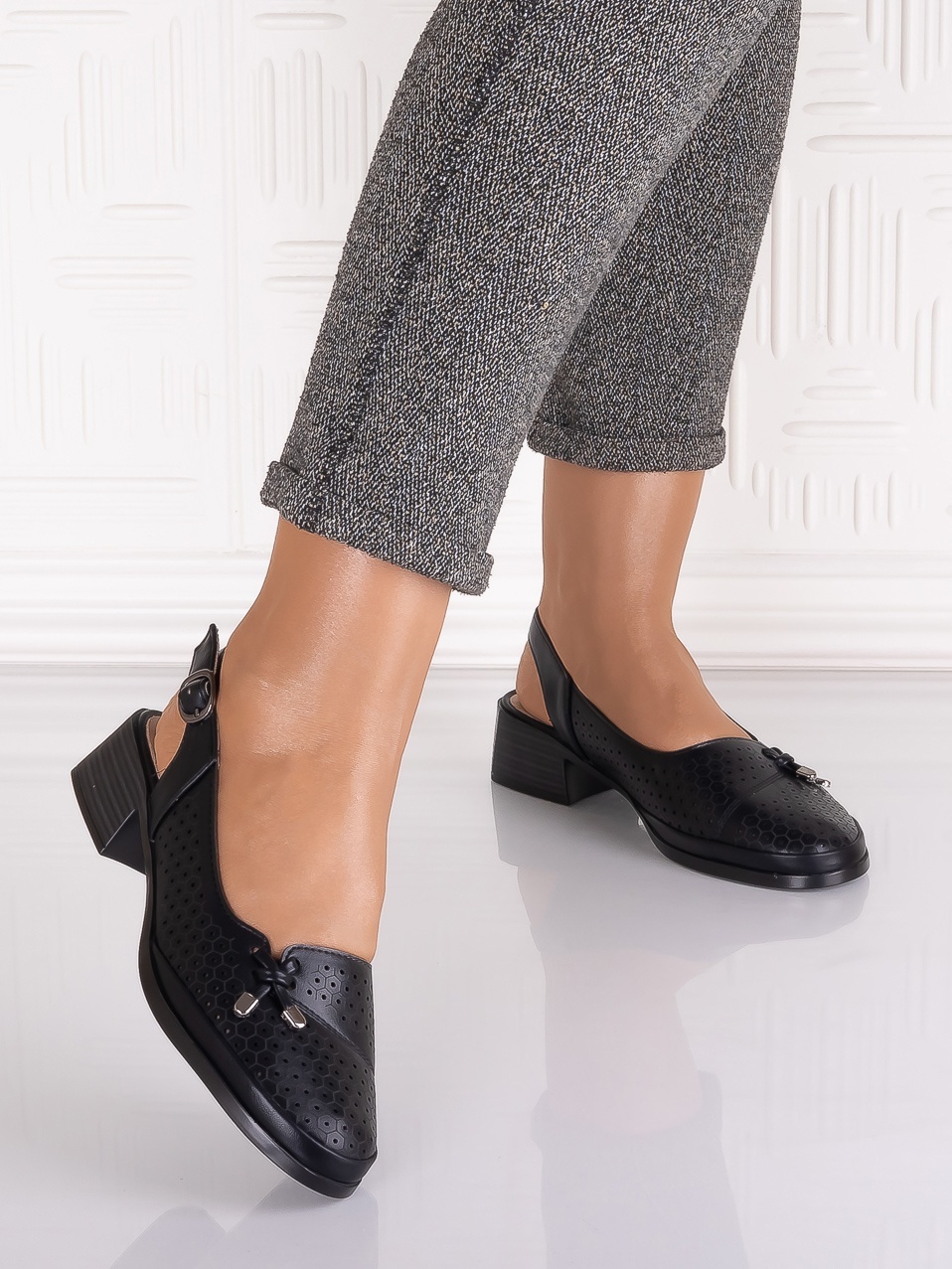 Pantofi casual Negri dama din Piele Ecologica Irinelea - imagine 4