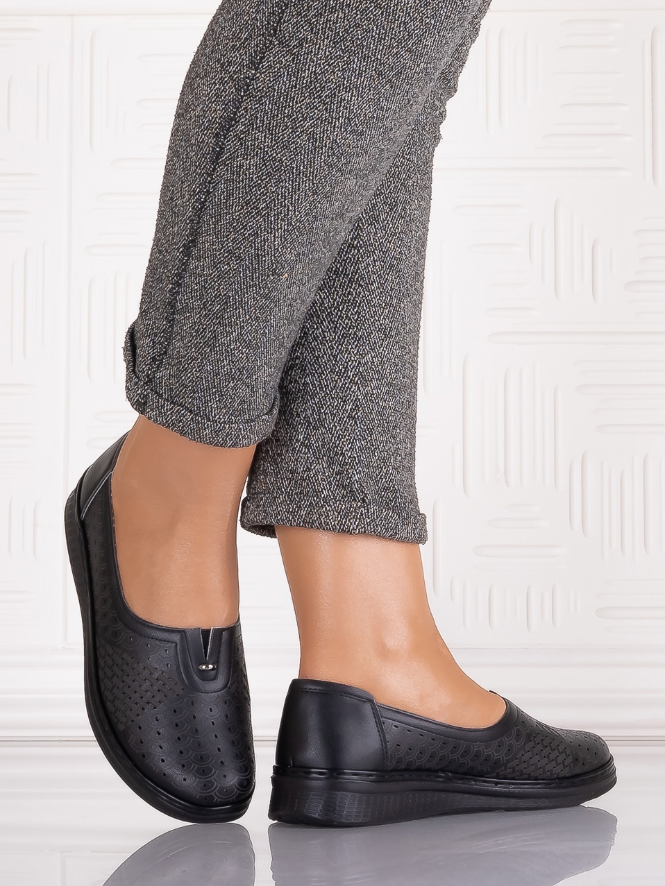 Pantofi casual Negrii dama din Piele Ecologica Amosa - imagine 4