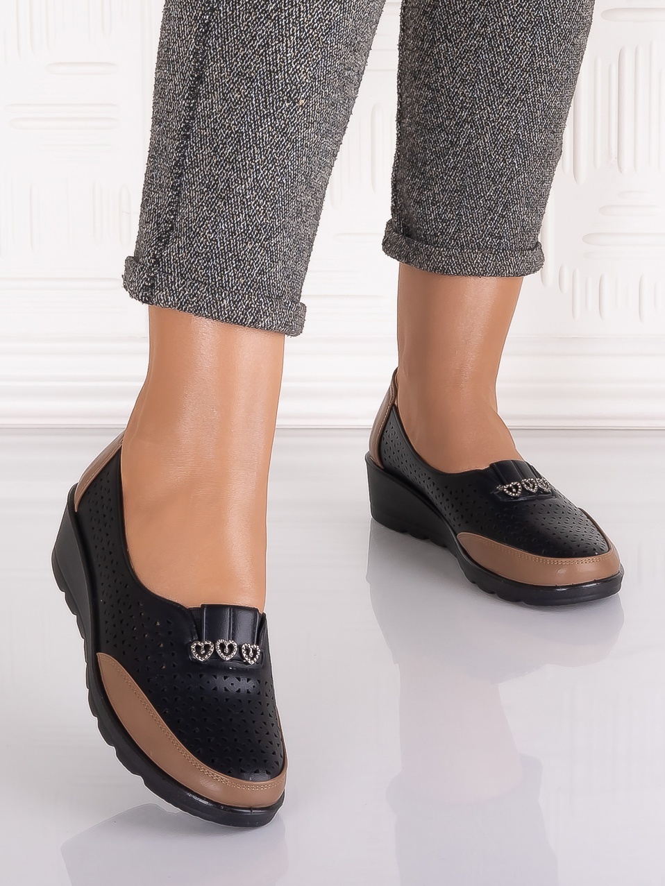 Pantofi casual Negrii dama din Piele Ecologica Irsaia - imagine 5