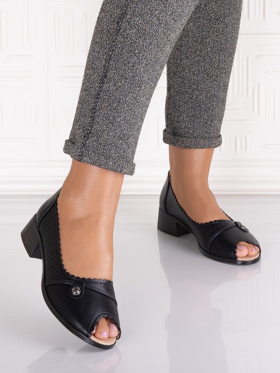 Pantofi casual Negrii dama din Piele Ecologica Samar - imagine 4