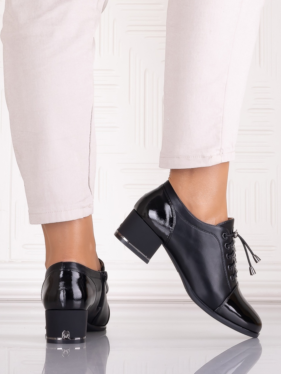 Pantofi casual Negrii dama din Piele Ecologica Sorinna - imagine 3