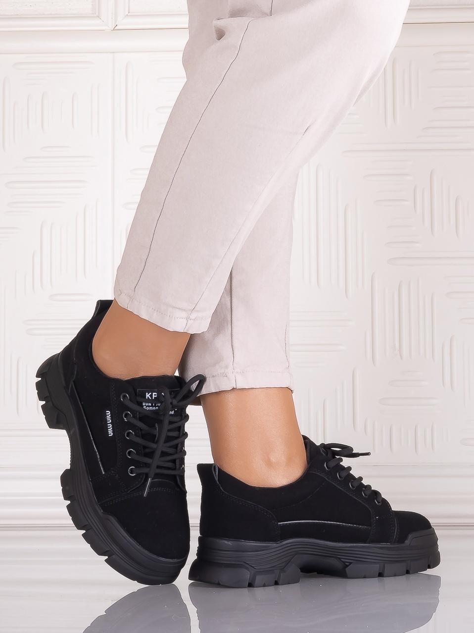 Pantofi casual Negrii Velvet dama din Piele Ecologica Astoia - imagine 4