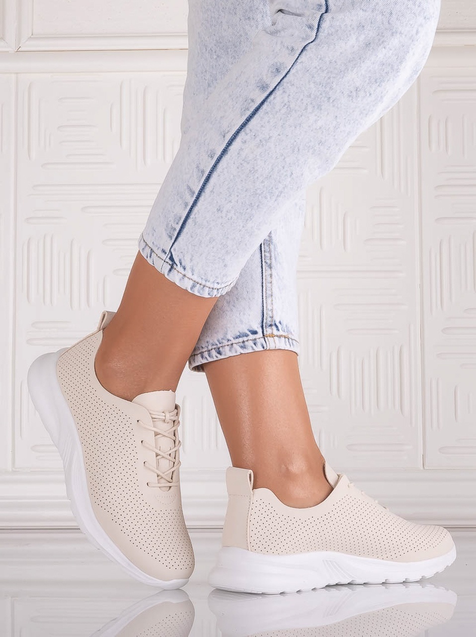 Pantofi dama Casual Bej din Piele Ecologica Rafira - YIYI - imagine 3