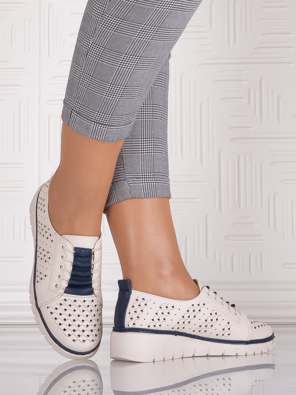 Pantofi dama casual Bej din Piele Ecologica Tusami - imagine 5