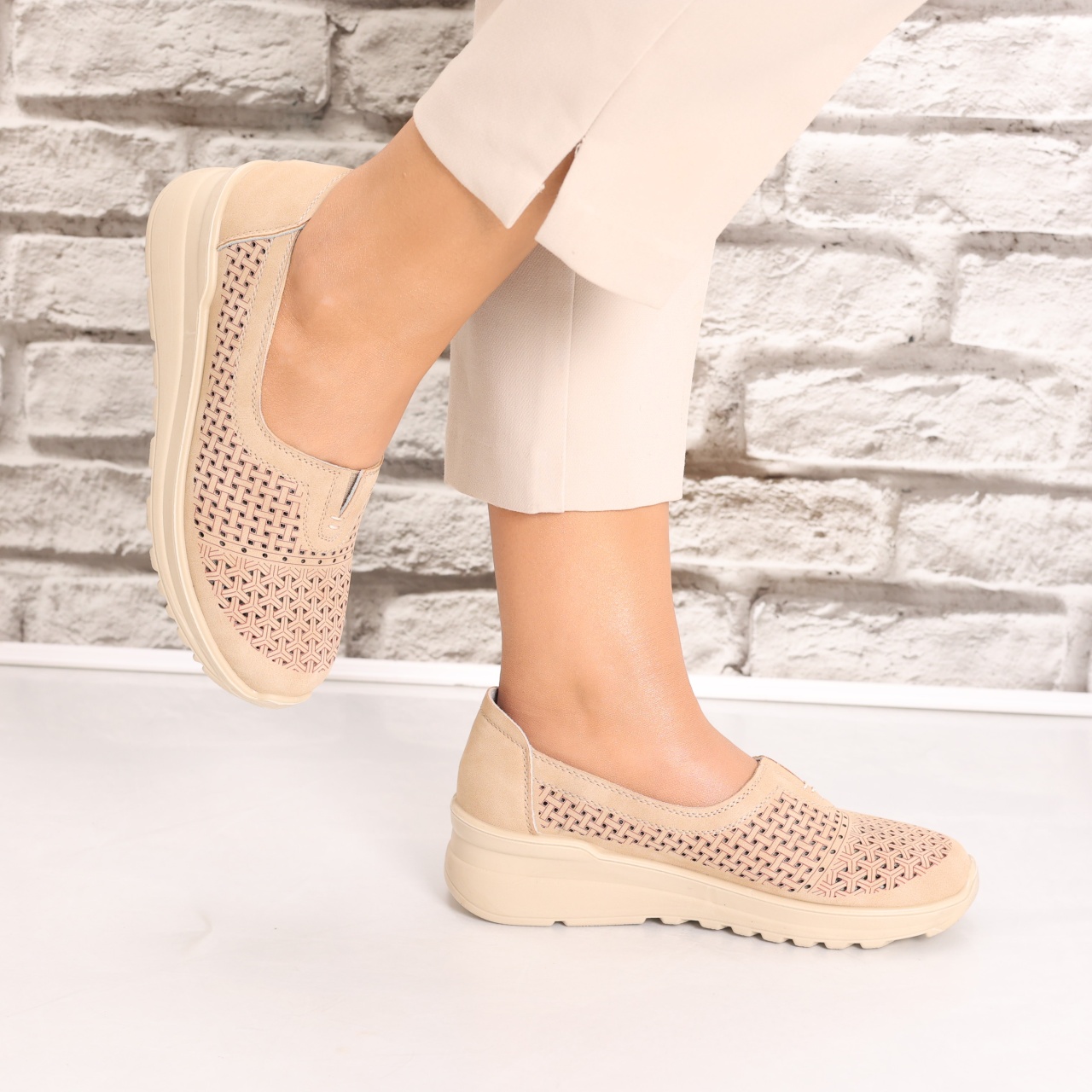 Pantofi dama casual Kaki din Piele Ecologica Sonita - 3 | YEO