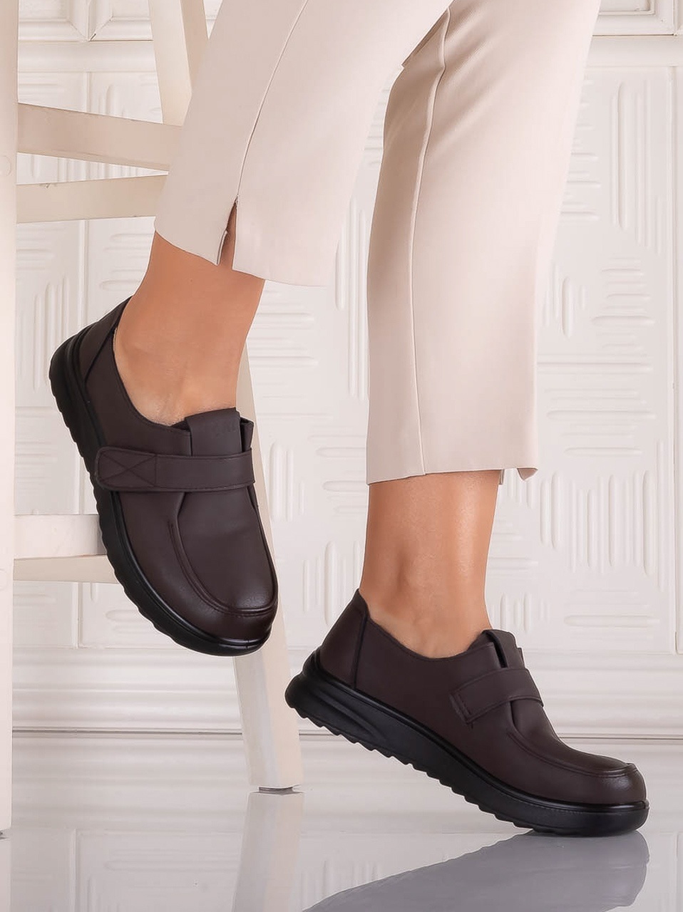 Pantofi dama Casual Maro din Piele Ecologica Nedira - imagine 3