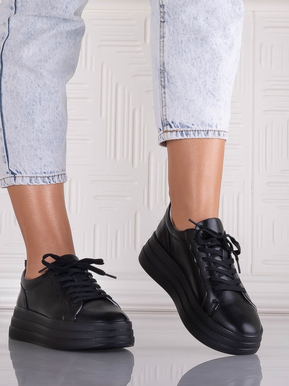 Pantofi dama casual Negri din Piele Naturala Sadrina - imagine 4