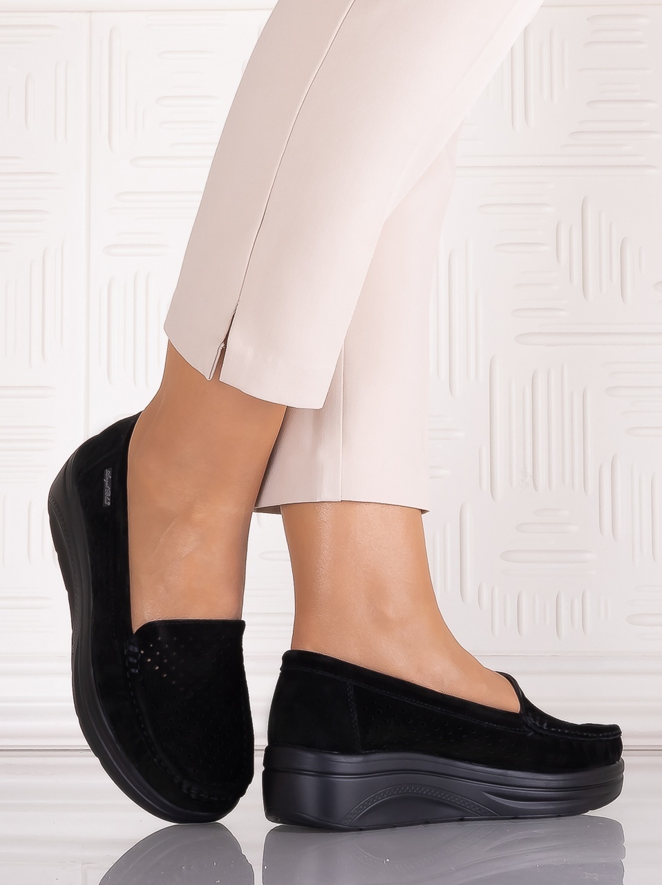 Pantofi dama casual Negrii din Piele Naturala Anastassia - imagine 3