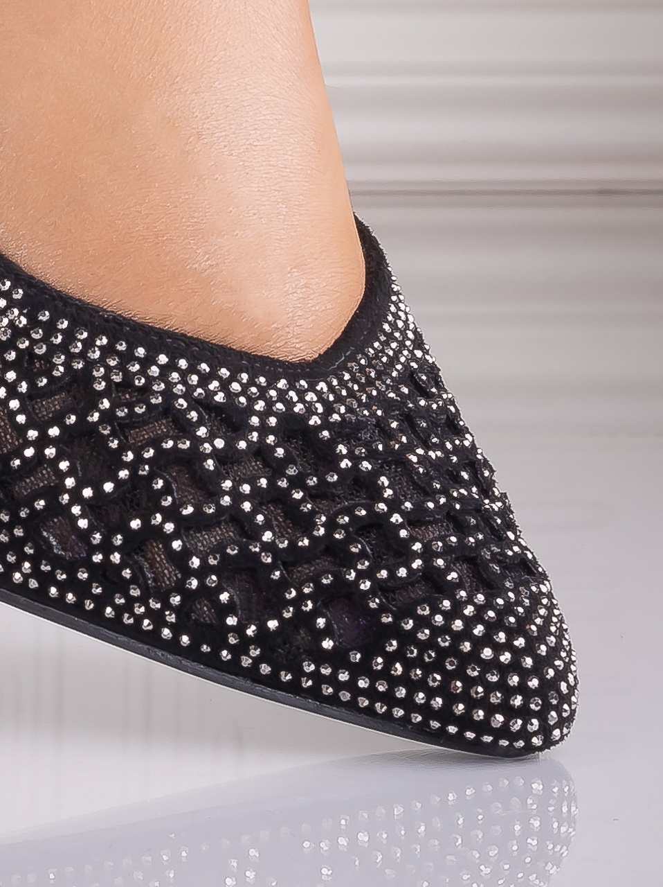 Pantofi dama cu toc Negrii din Piele Ecologica Intoarsa Benvola - imagine 7