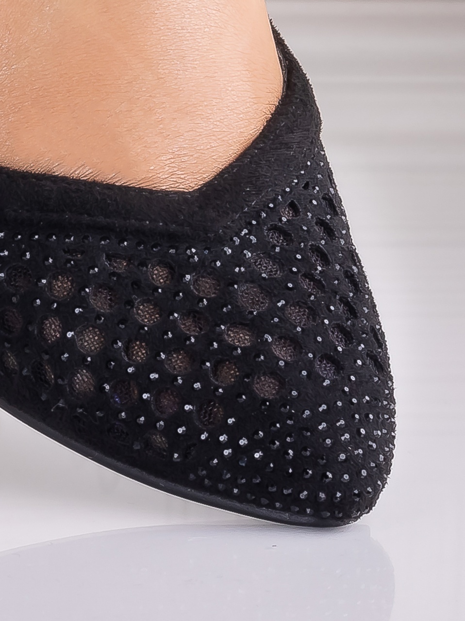 Pantofi dama cu toc Negrii din Piele Ecologica Intoarsa Sariba - imagine 7