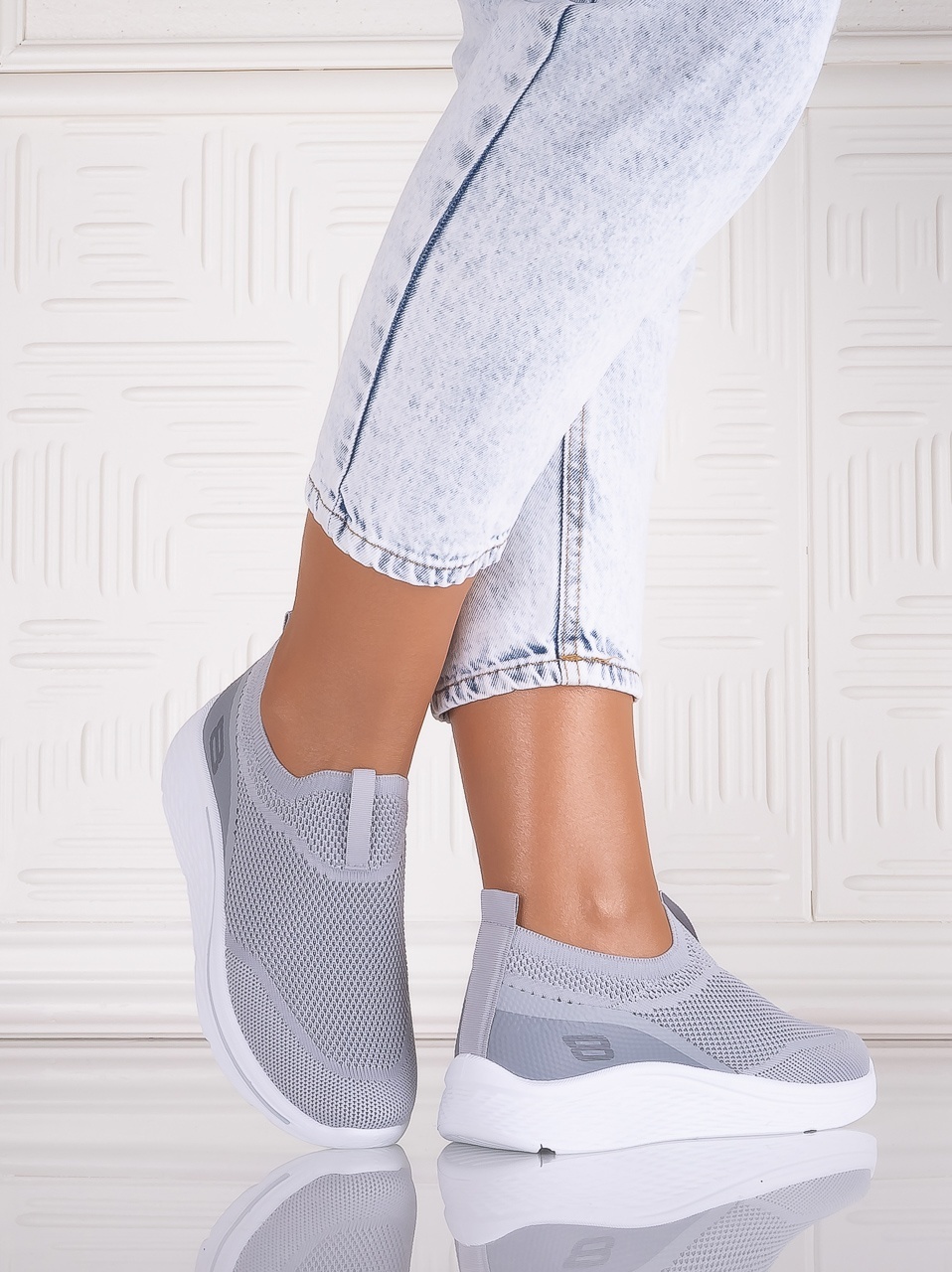 Pantofi dama sport Gri din Textil Jenda - imagine 4