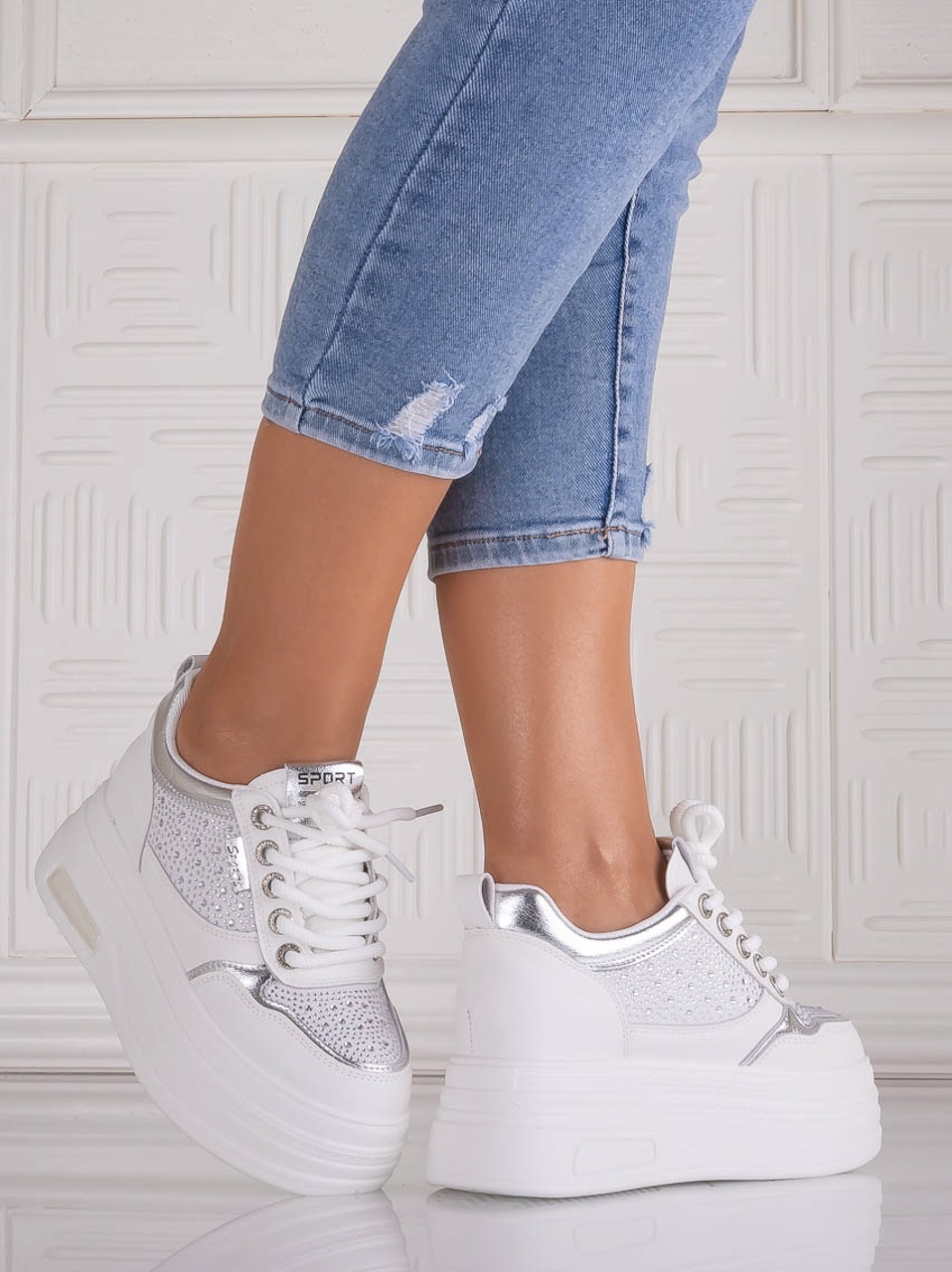 Sneakers dama cu platforma Albi din Piele Ecologica Danisia - imagine 2