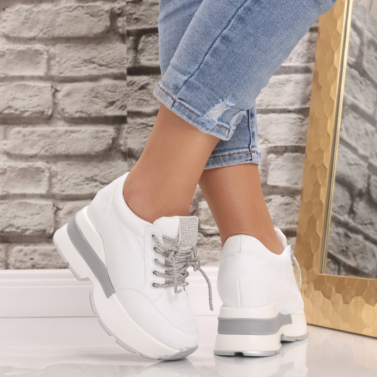 Sneakers dama cu platforma Albi din Piele Ecologica Norota - 2 | YEO