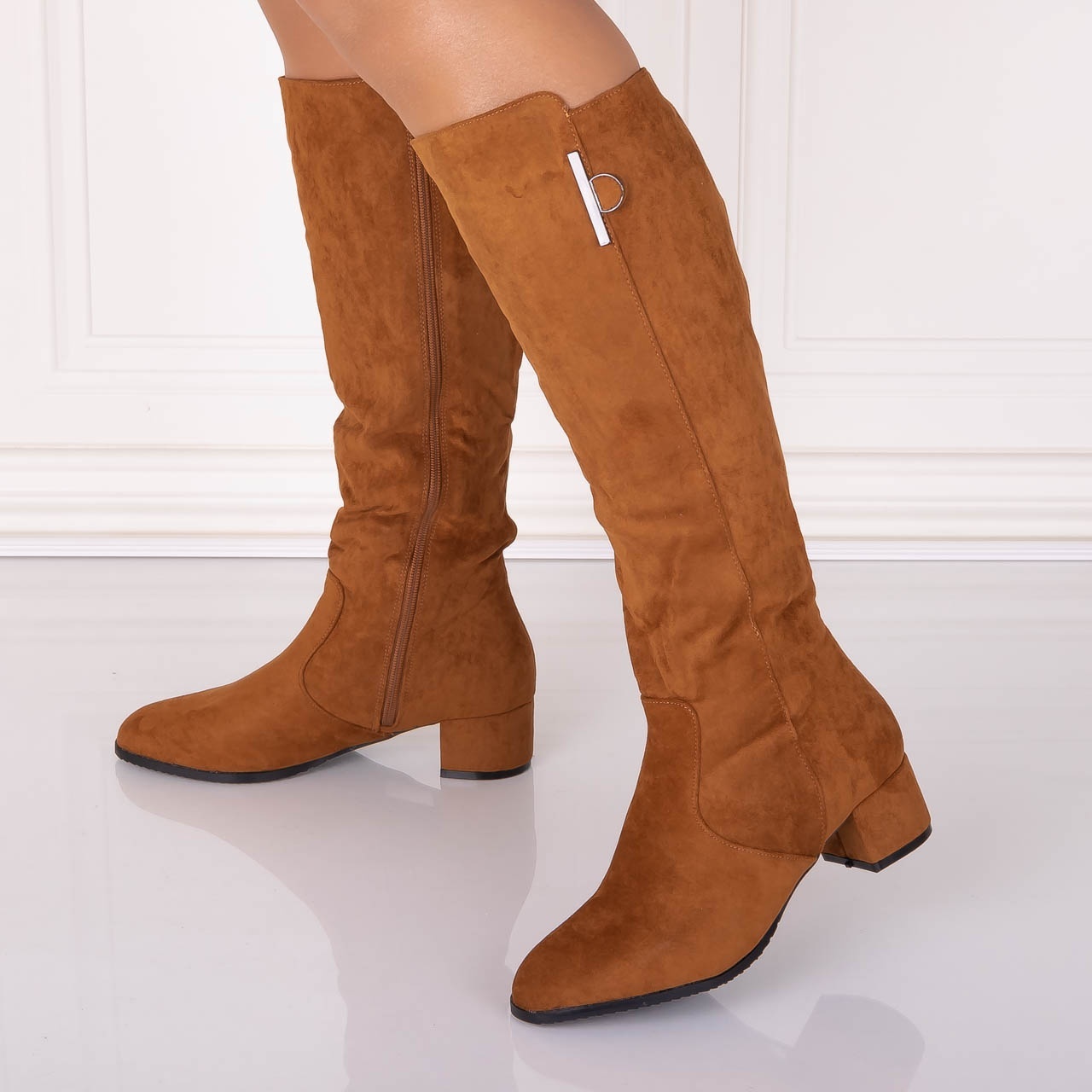 Cizme dama Camel din Piele Ecologica Intoarsa Flomi - 3 | YEO