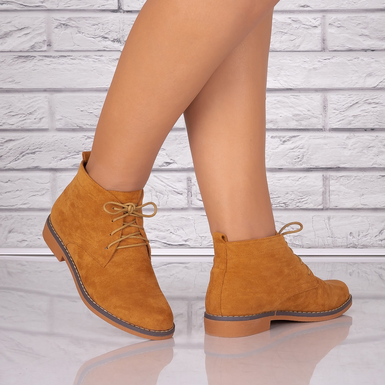 Ghete dama Camel din Piele Ecologica Intoarsa Rasina - 2 | YEO