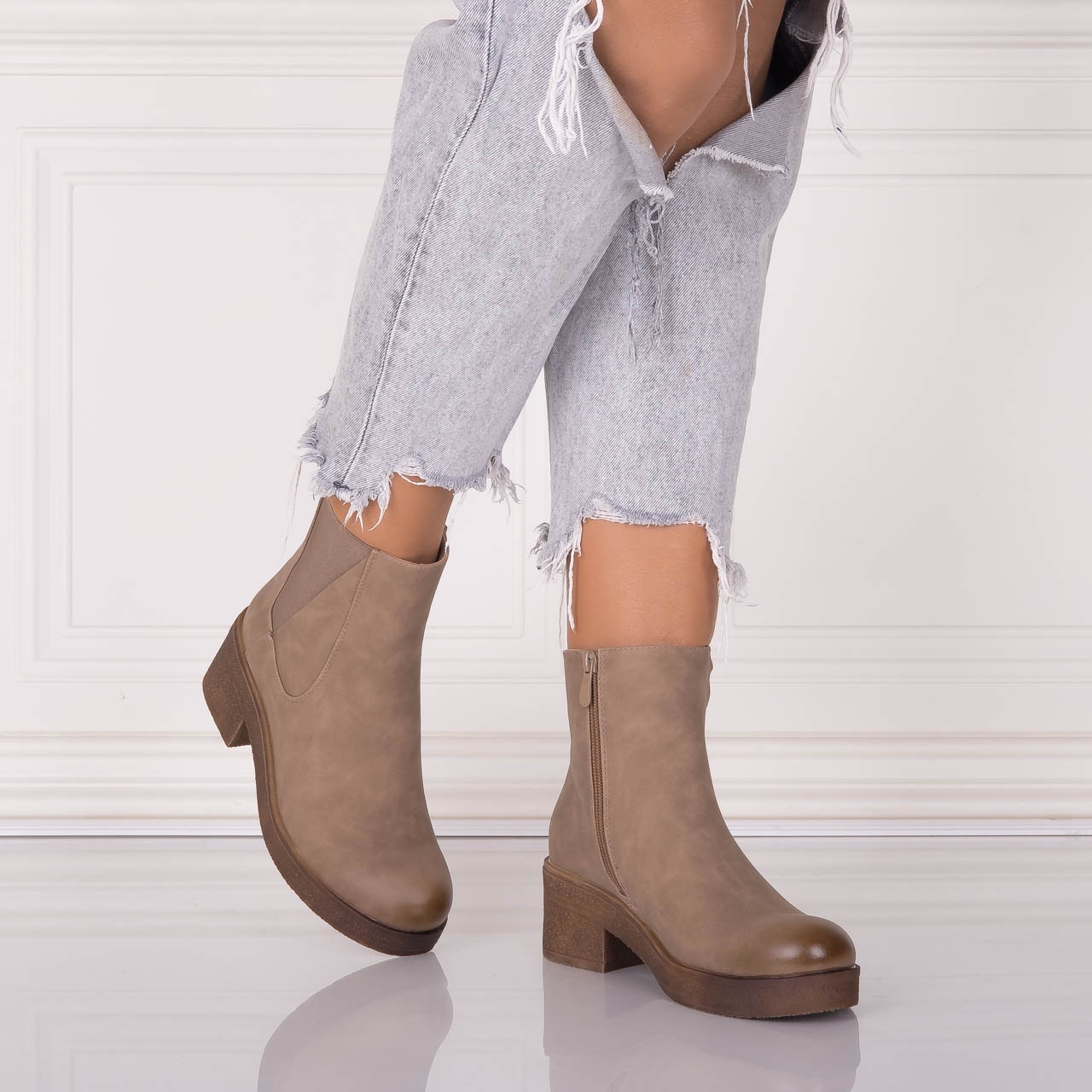 Ghete Dama Kaki din Piele Ecologica Locars - 3 | YEO