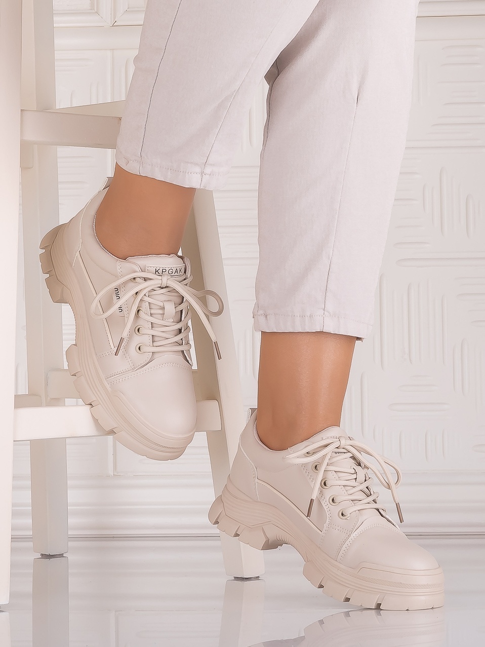 Pantofi casual Bej dama din Piele Ecologica Astoia - imagine 2