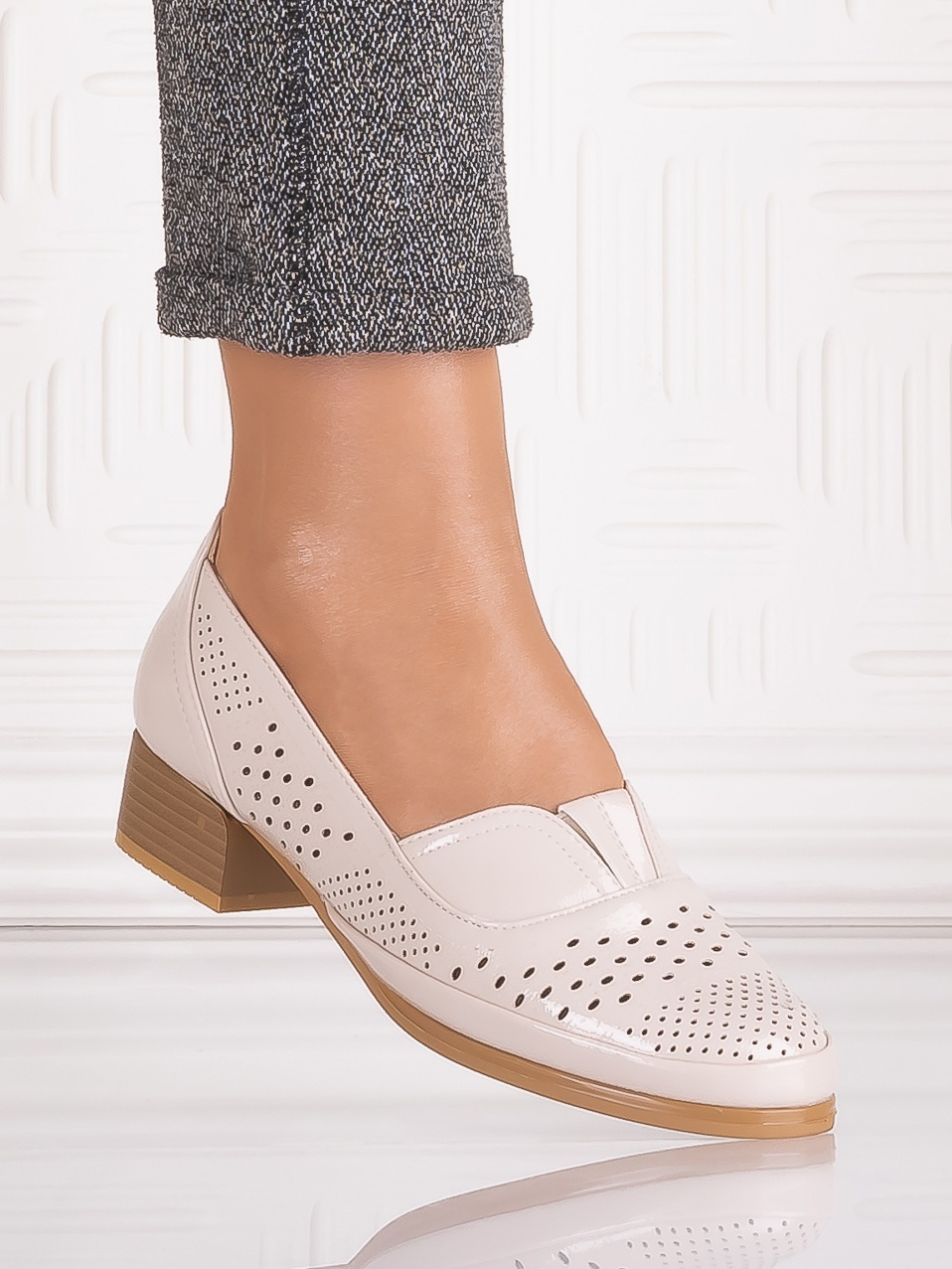 Pantofi casual Bej dama din Piele Ecologica Cosica - imagine 3