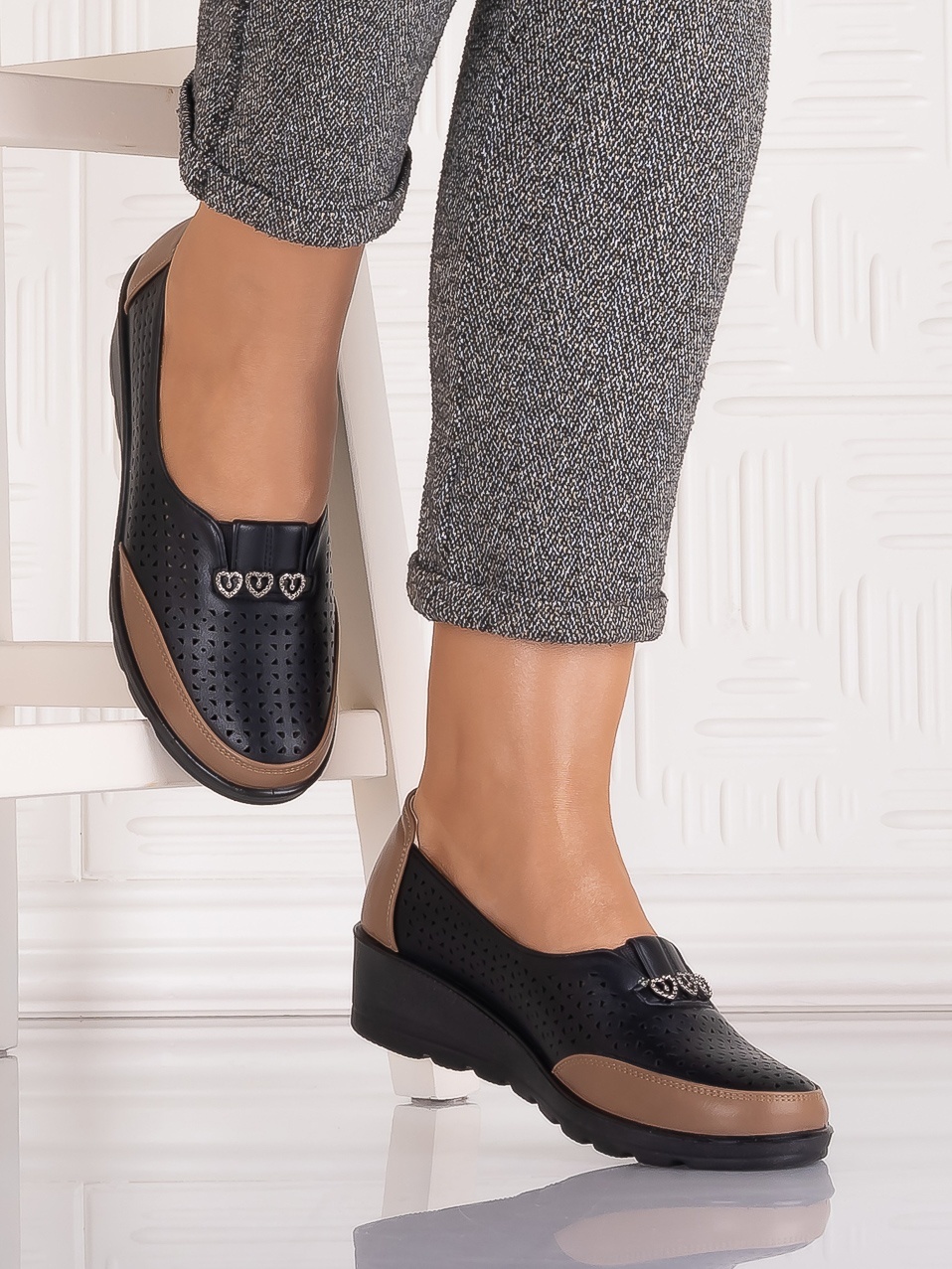 Pantofi casual Negrii dama din Piele Ecologica Irsaia - imagine 3