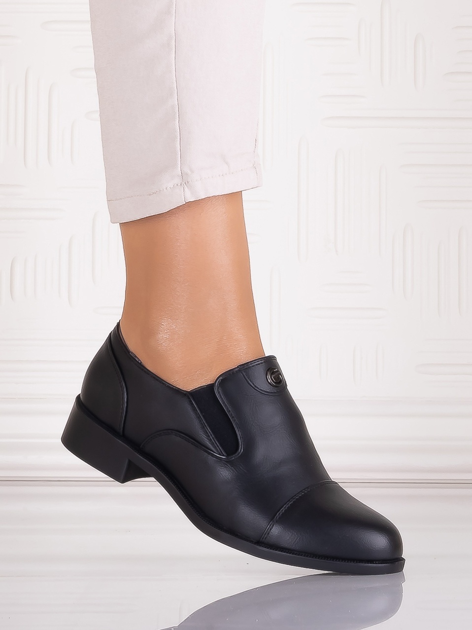 Pantofi casual Negrii dama din Piele Ecologica Olsada - imagine 4