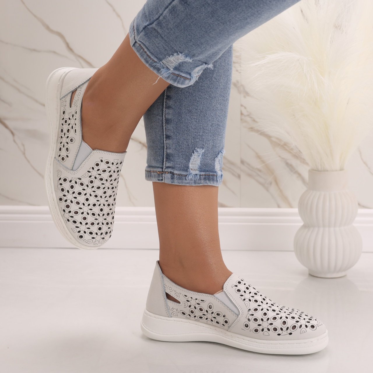 Pantofi dama casual Albi din Piele Naturala Lesara - 4 | YEO