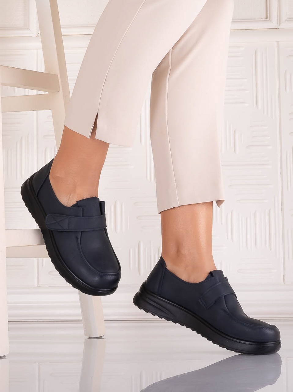 Pantofi dama Casual Bleumarin din Piele Ecologica Nedira - imagine 4