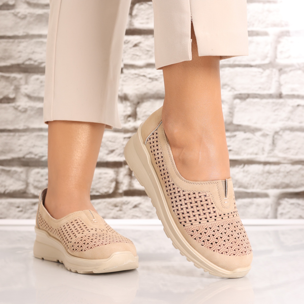 Pantofi dama casual Kaki din Piele Ecologica Sonita - 4 | YEO