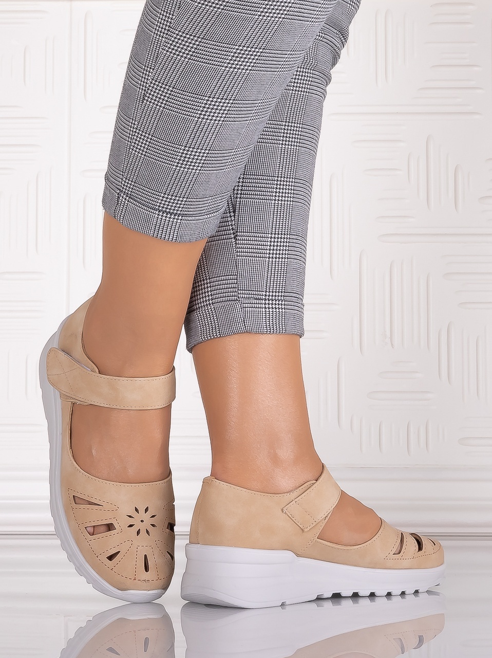 Pantofi dama casual Kaki din Piele Ecologica Yosama - imagine 4