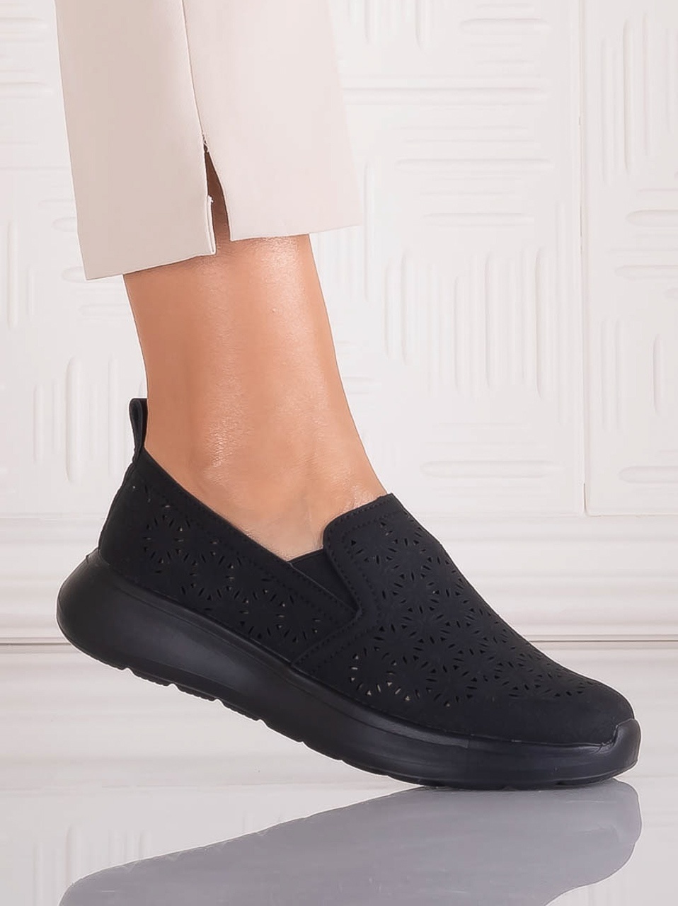 Pantofi dama Casual Negri din Piele Ecologica Irinea - YIYI - imagine 3