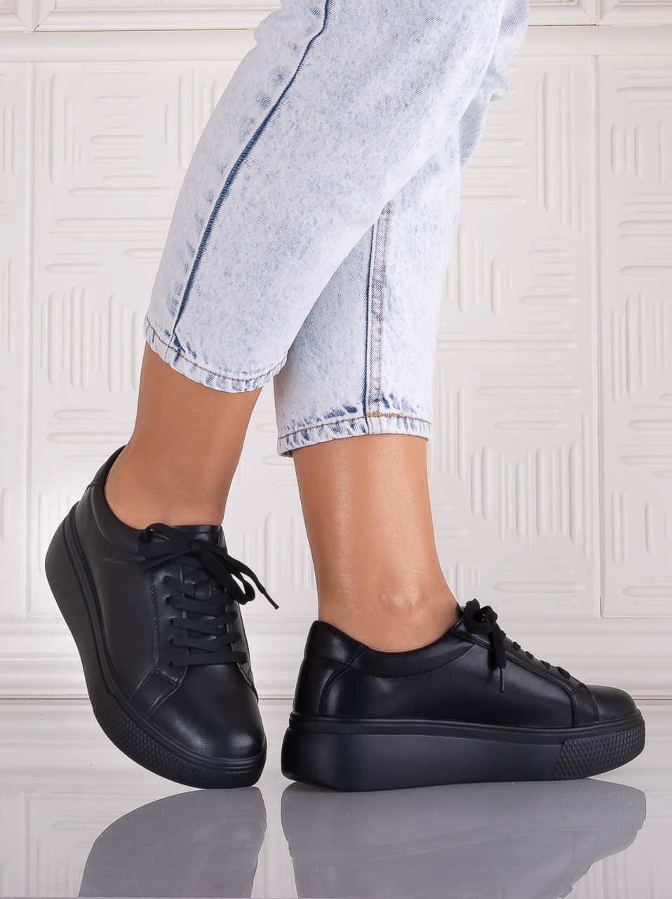 Pantofi dama casual Negri din Piele Naturala Aziva - Angel Blue - imagine 4