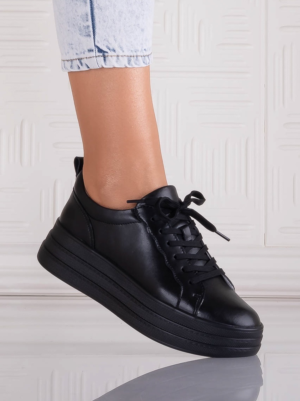 Pantofi dama casual Negri din Piele Naturala Sadrina - imagine 2