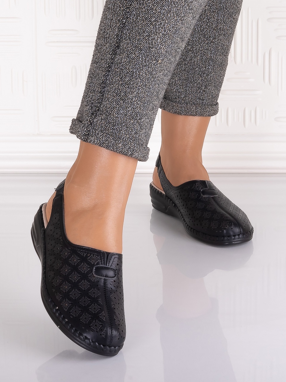 Pantofi Dama casual Negrii din Piele Ecologica Adnana - imagine 4