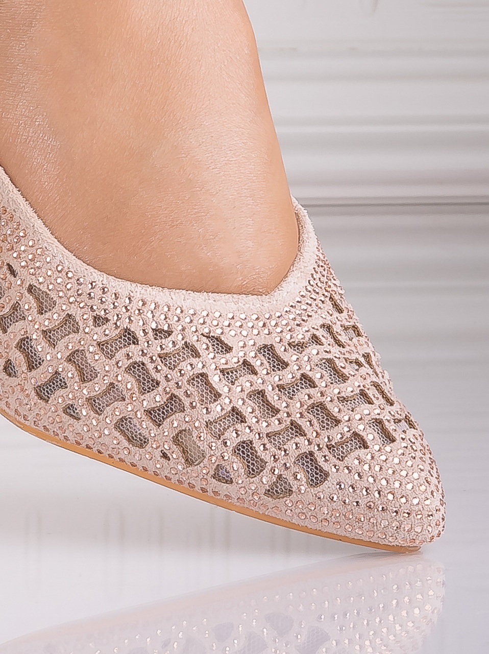 Pantofi dama cu toc Bej din Piele Ecologica Intoarsa Benvola - imagine 7