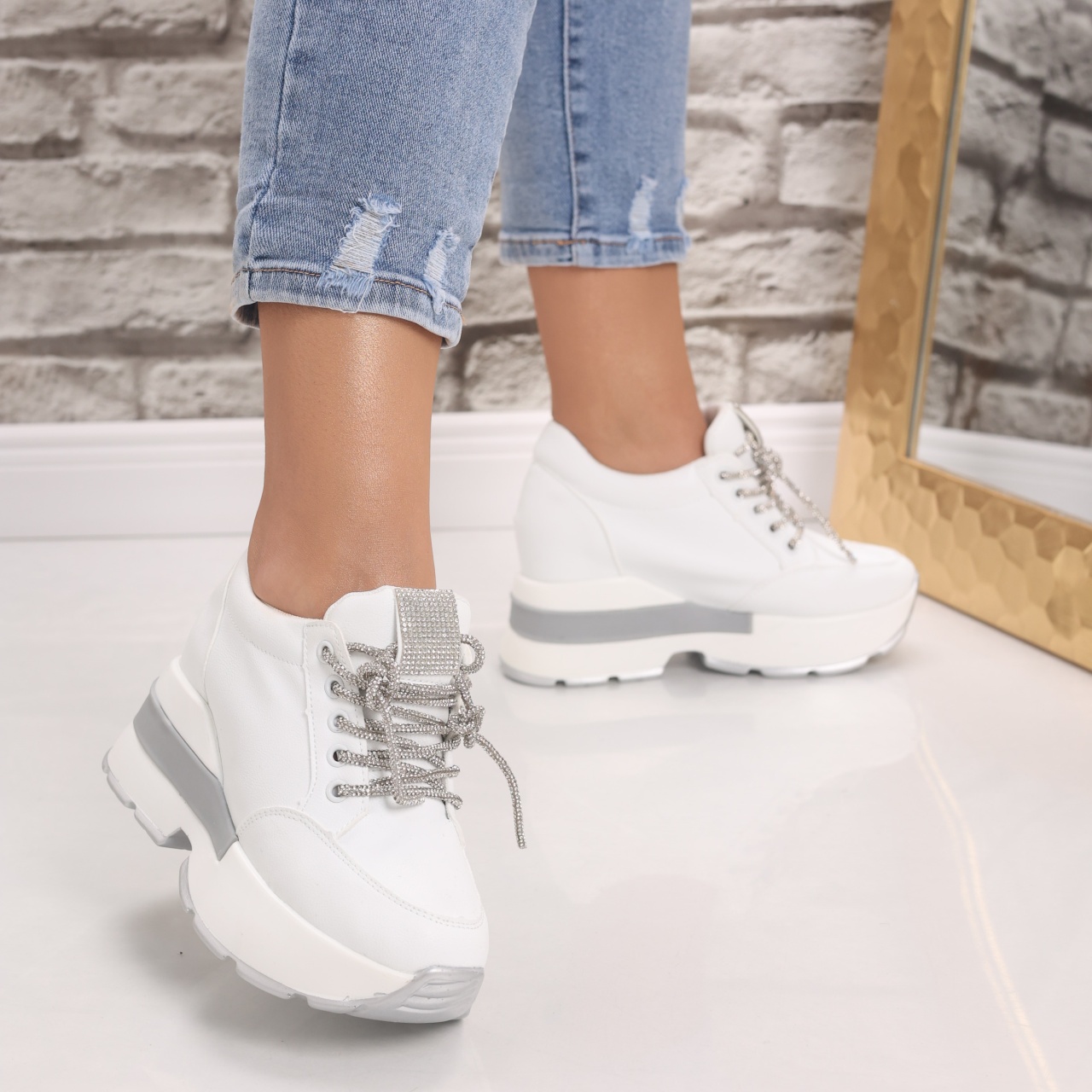 Sneakers dama cu platforma Albi din Piele Ecologica Norota - 3 | YEO