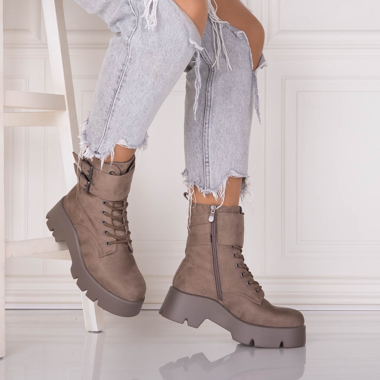 Ghete Dama Kaki din Piele Ecologica Intoarsa Janisca - 3 | YEO