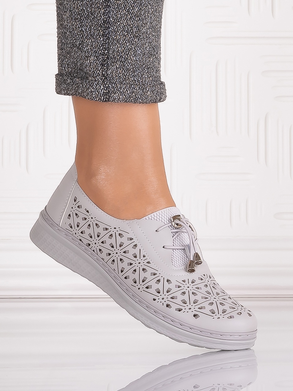 Pantofi casual Gri dama din Piele Ecologica Sorata - imagine 2