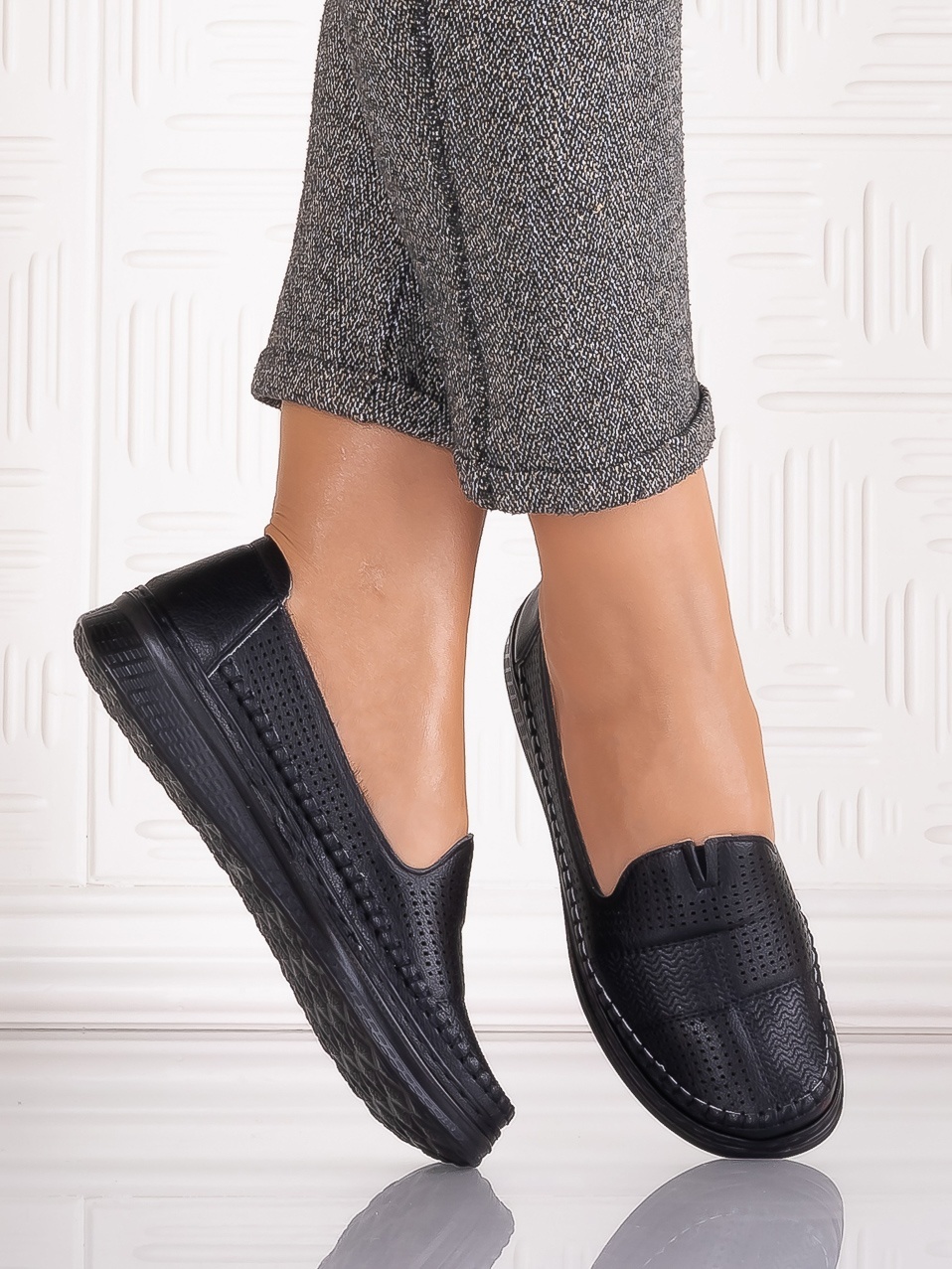 Pantofi casual Negrii dama din Piele Ecologica Arsene - imagine 3