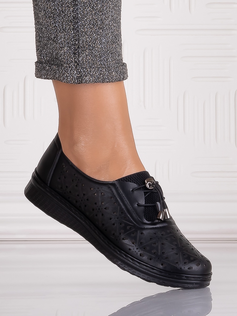 Pantofi casual Negrii dama din Piele Ecologica Sorata - imagine 2