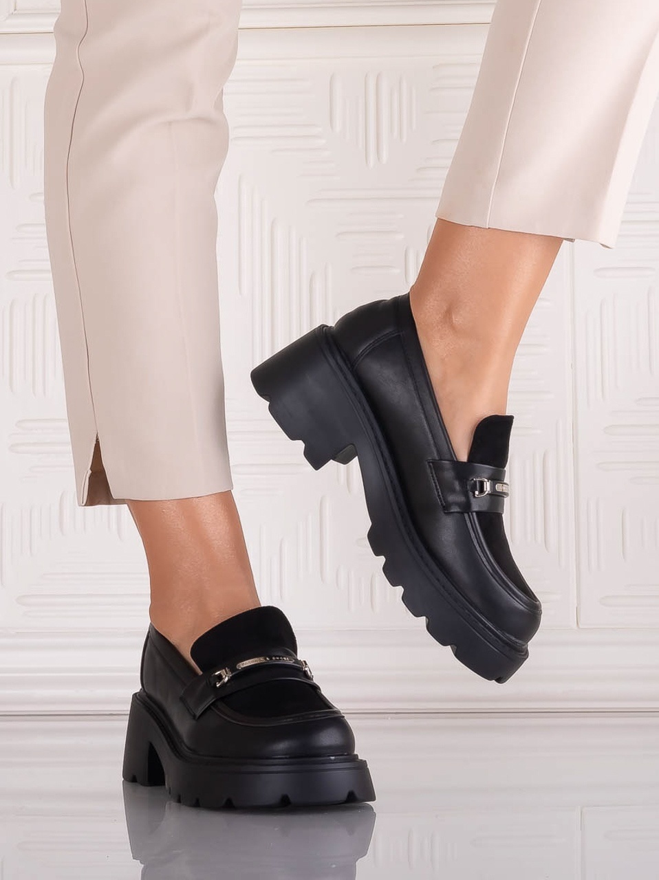 Pantofi dama casual Negri din Piele Ecologica Catilea - imagine 5