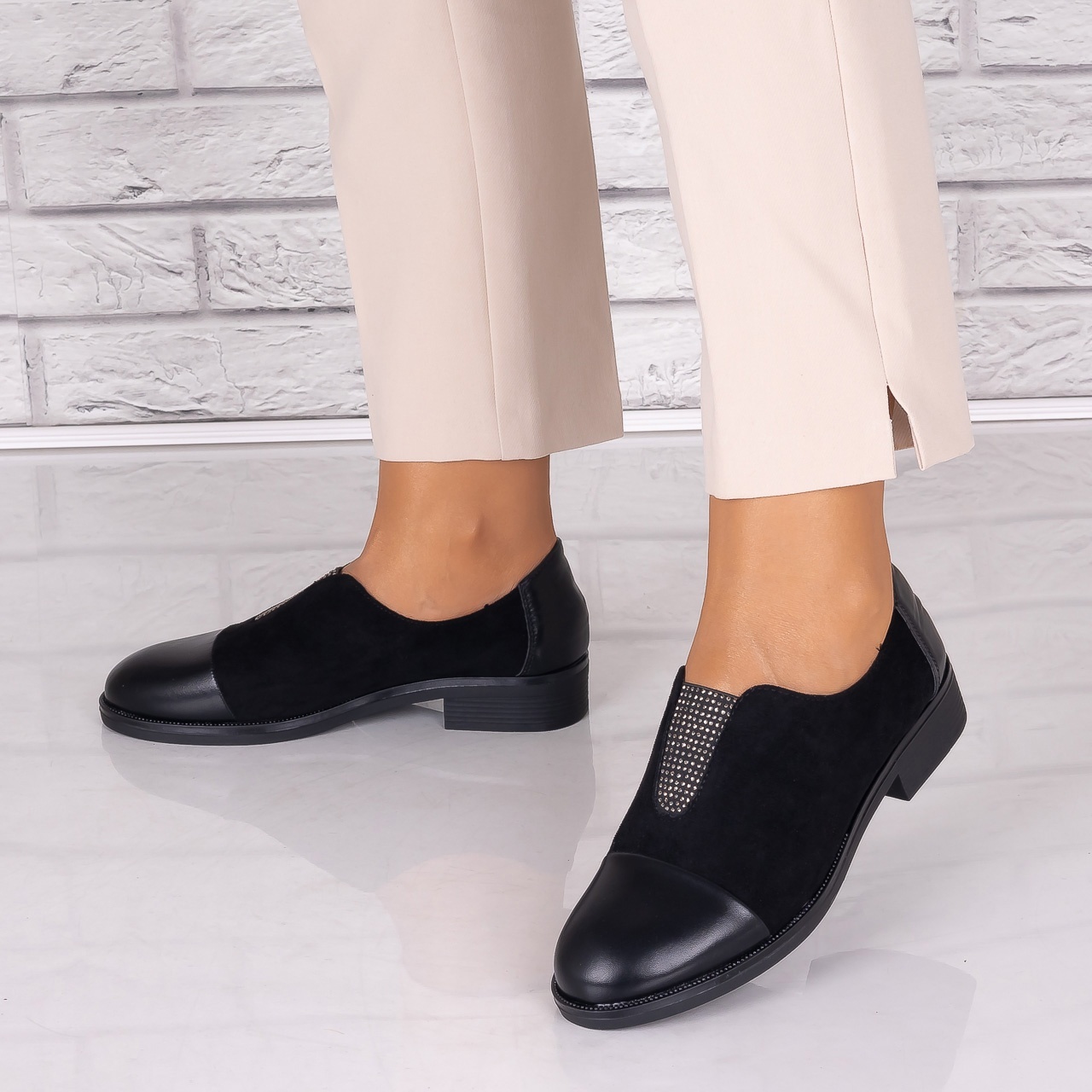 Pantofi dama casual Negri piele ecologica Daviria - 3 | YEO