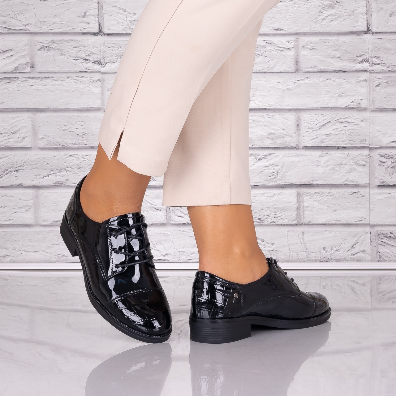 Pantofi dama casual Negri piele ecologica Lacuita Maisie Alivila - 2 | YEO