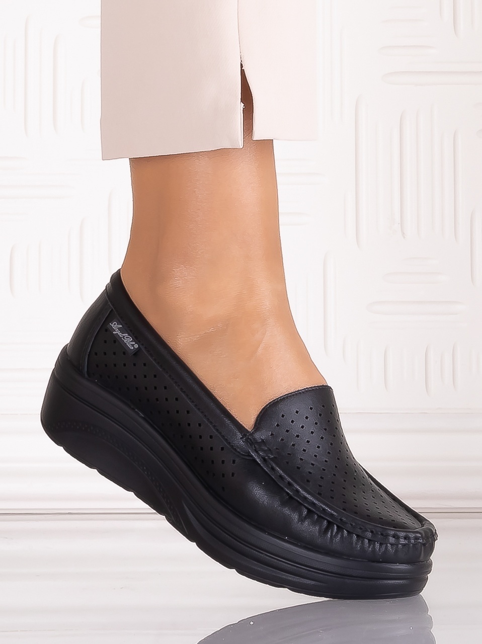 Pantofi dama casual Negrii din Piele Naturală Anastassia - imagine 3
