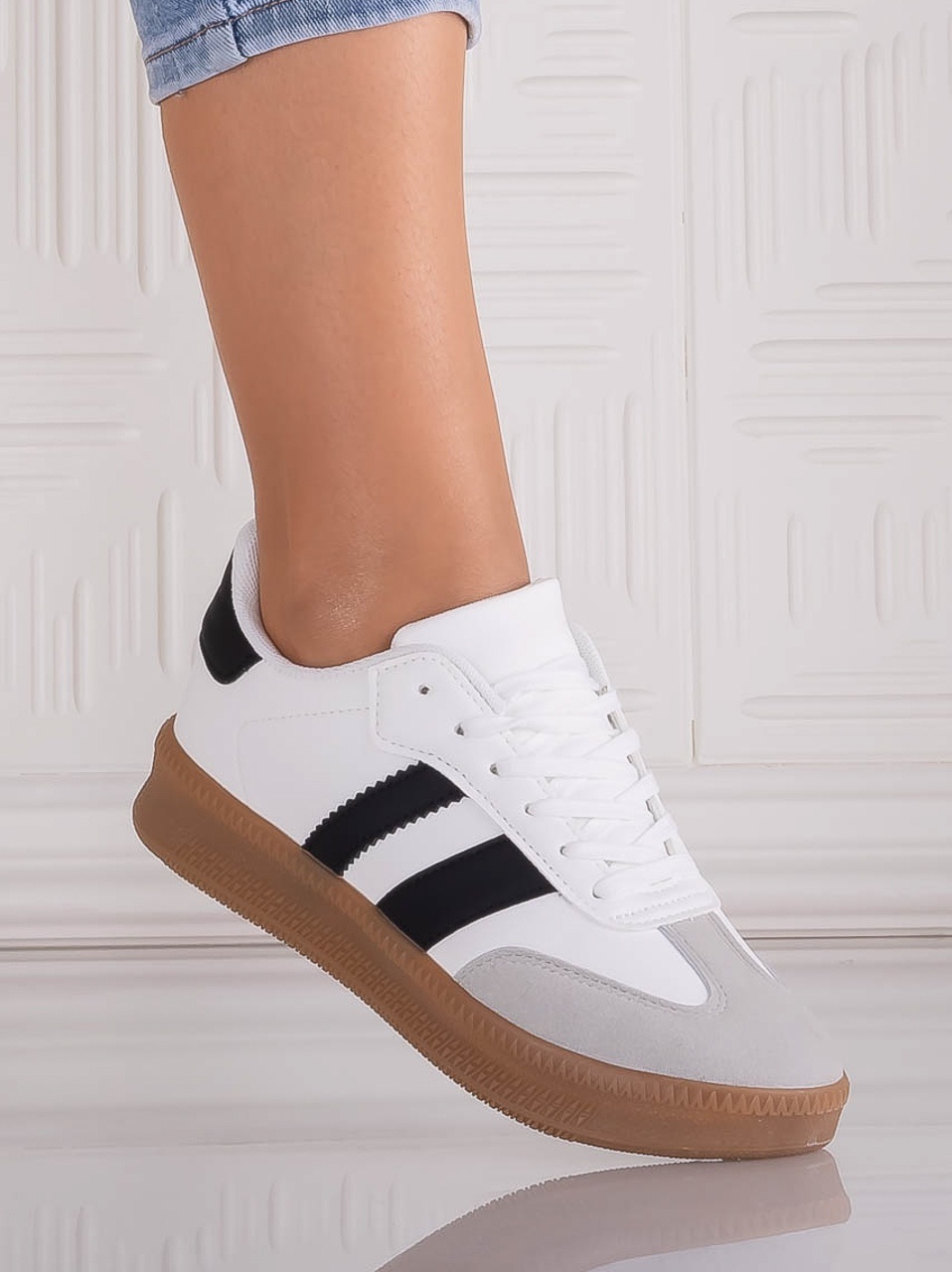 Adidasi dama Albi din Piele Ecologica Sanema - YIYI - imagine 3