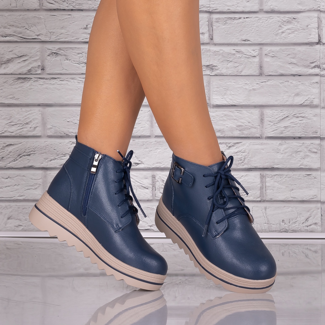 Ghete dama mblanite Bluemarin din Piele Naturala Galesia - 1 | YEO