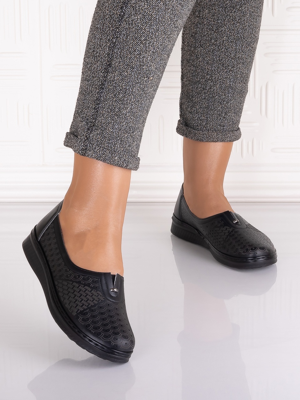 Pantofi casual Negrii dama din Piele Ecologica Amosa - imagine 5
