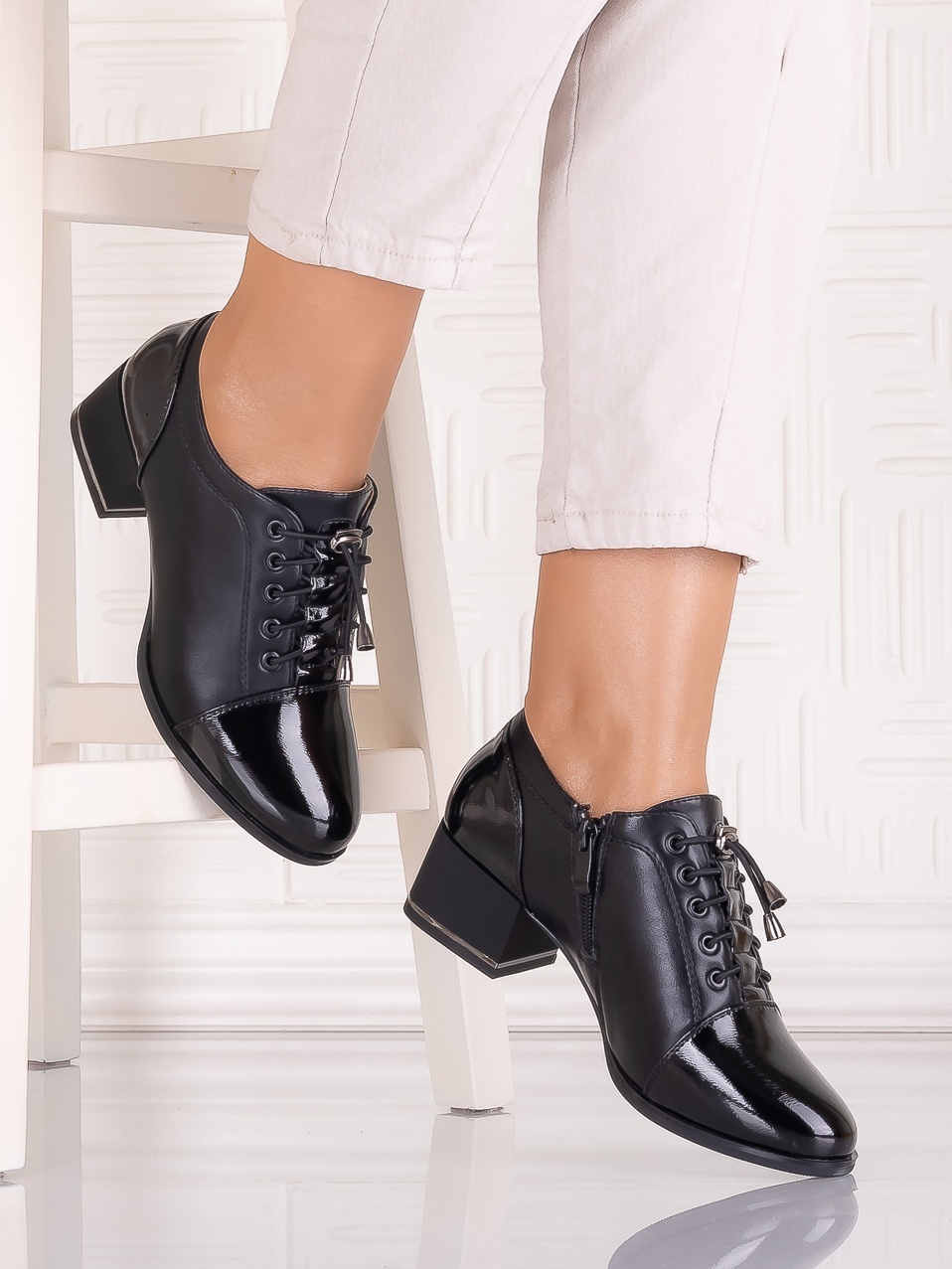 Pantofi casual Negrii dama din Piele Ecologica Sorinna - imagine 4