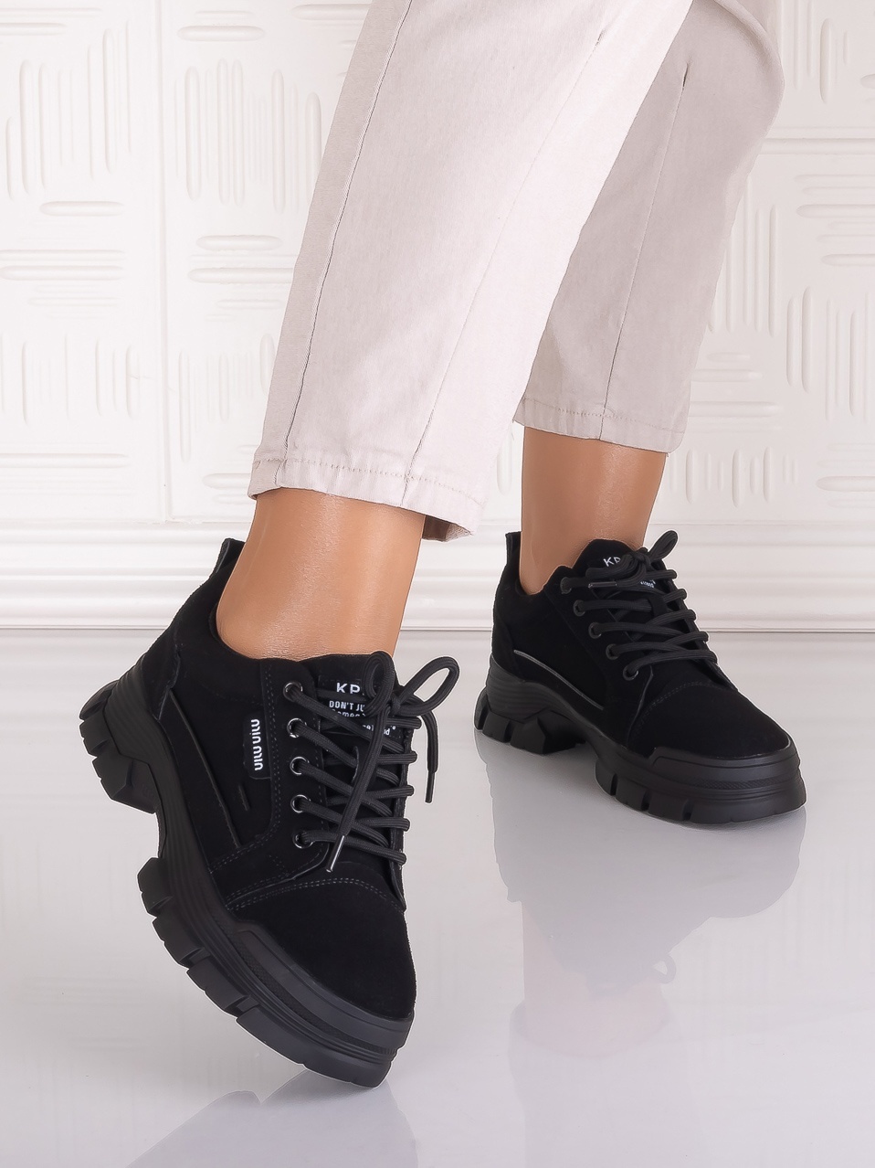 Pantofi casual Negrii Velvet dama din Piele Ecologica Astoia - imagine 5