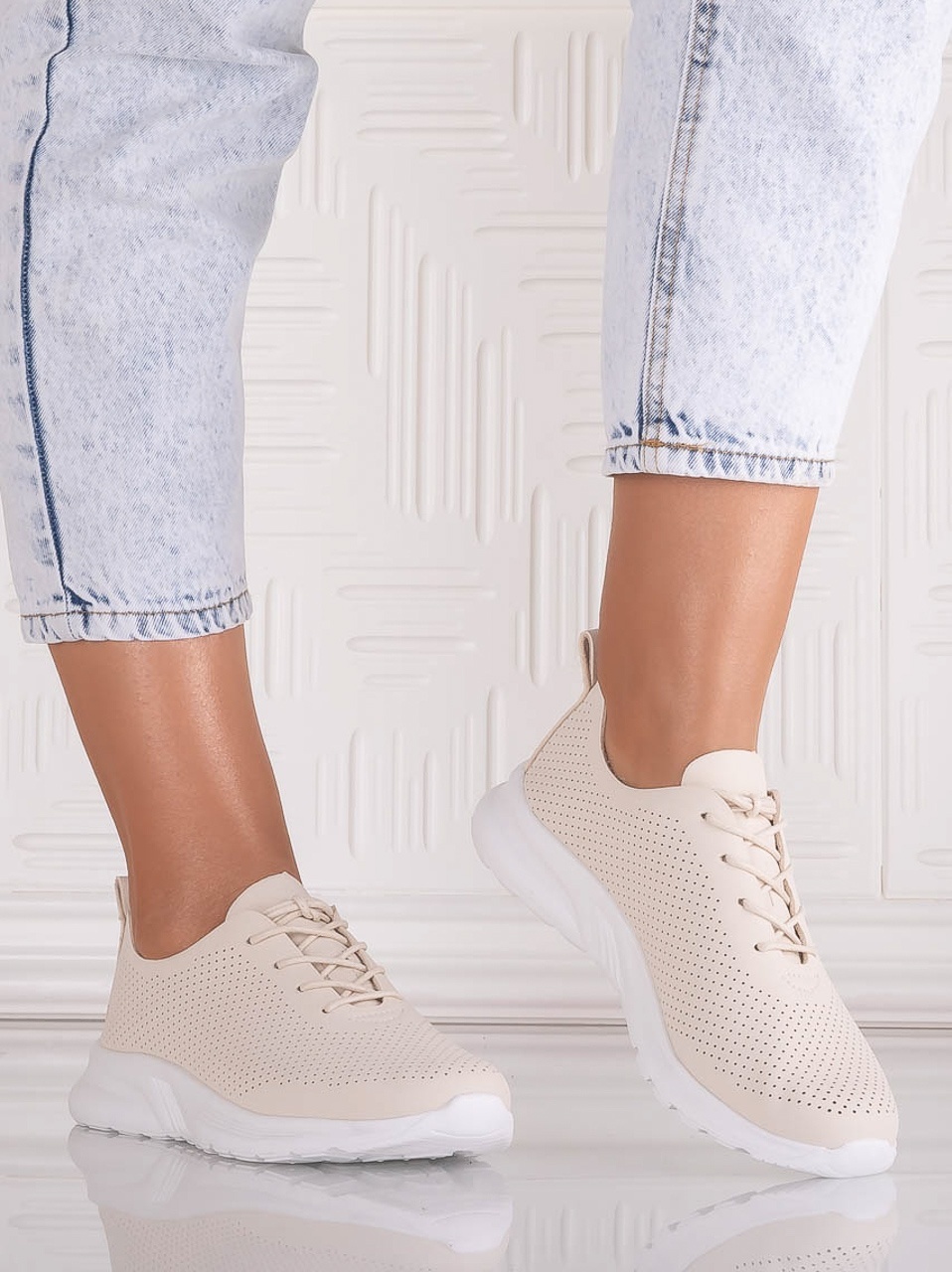 Pantofi dama Casual Bej din Piele Ecologica Rafira - YIYI - imagine 4