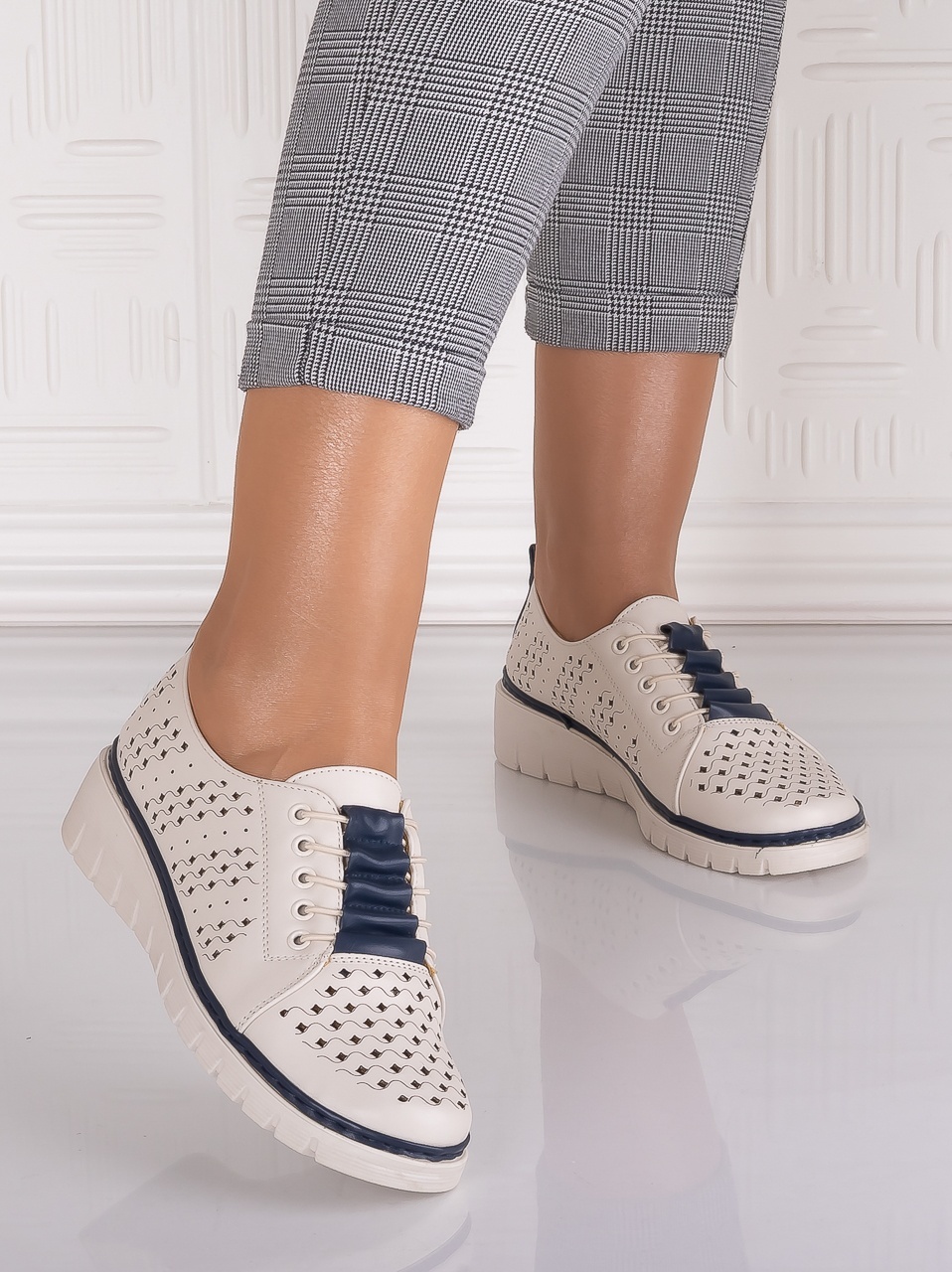 Pantofi dama casual Bej din Piele Ecologica Tusami - imagine 6