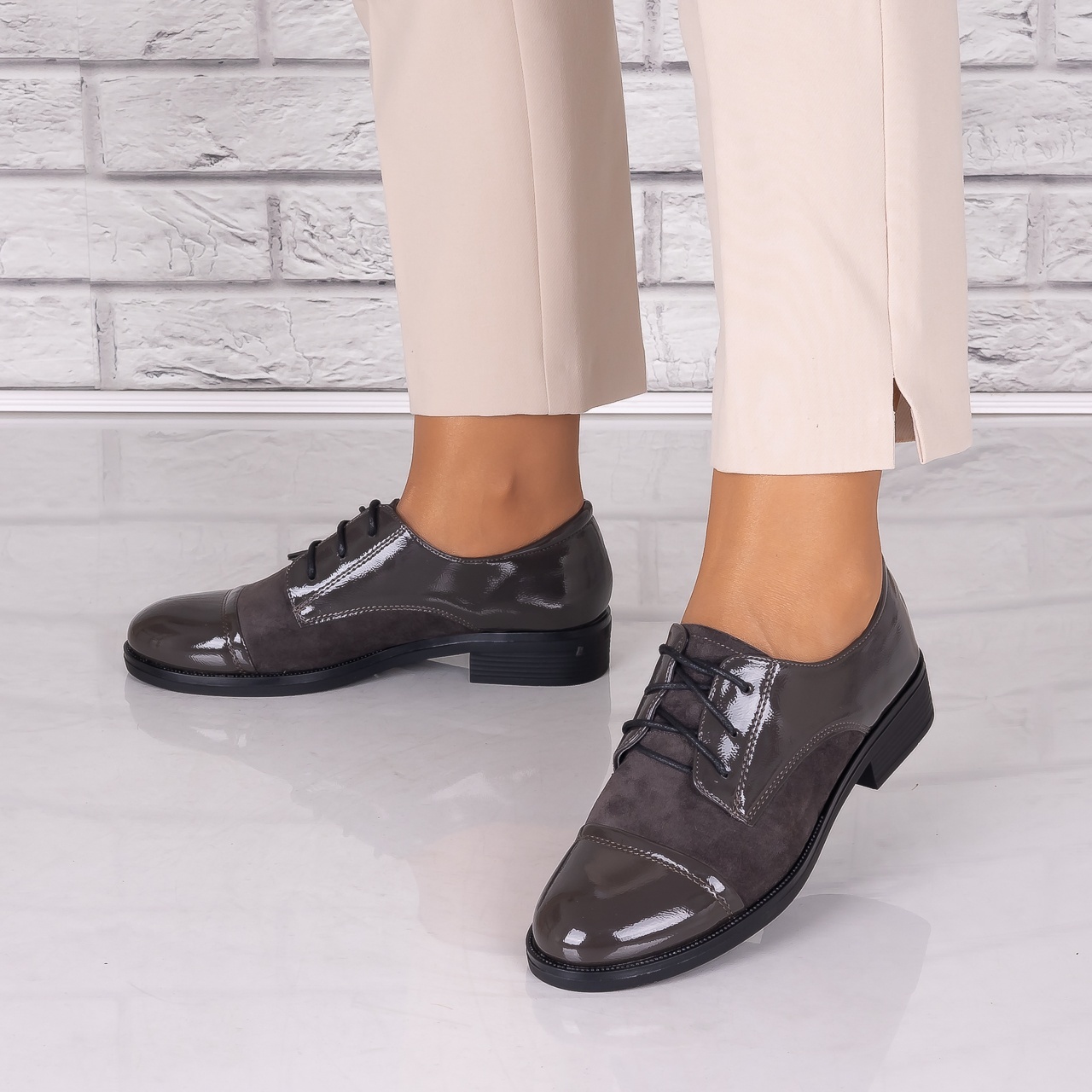 Pantofi dama casual Gri piele ecologica Capricia - 3 | YEO